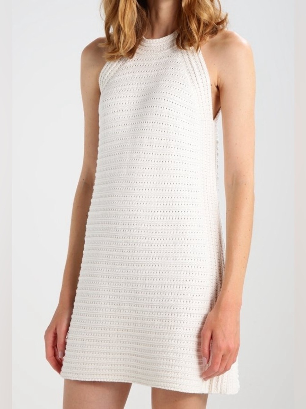 GAP Cream Crochet High-Neck Shift Halter Dress, 100% cotton